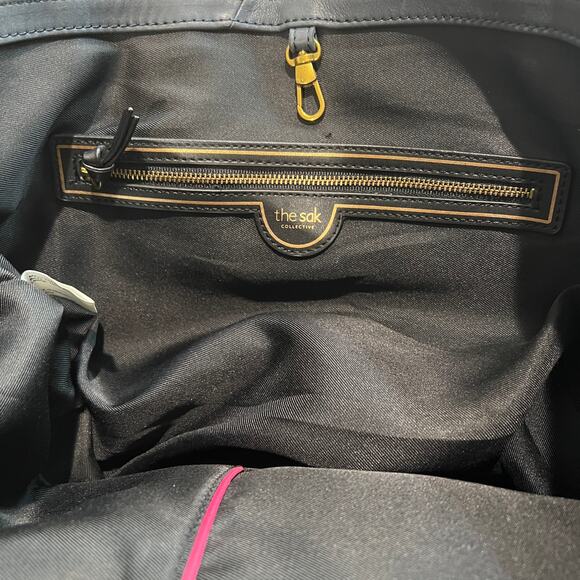 The Sak Collective Sienna Leather Shopper Blue Tooled Tote Bag - Picture 3 of 10